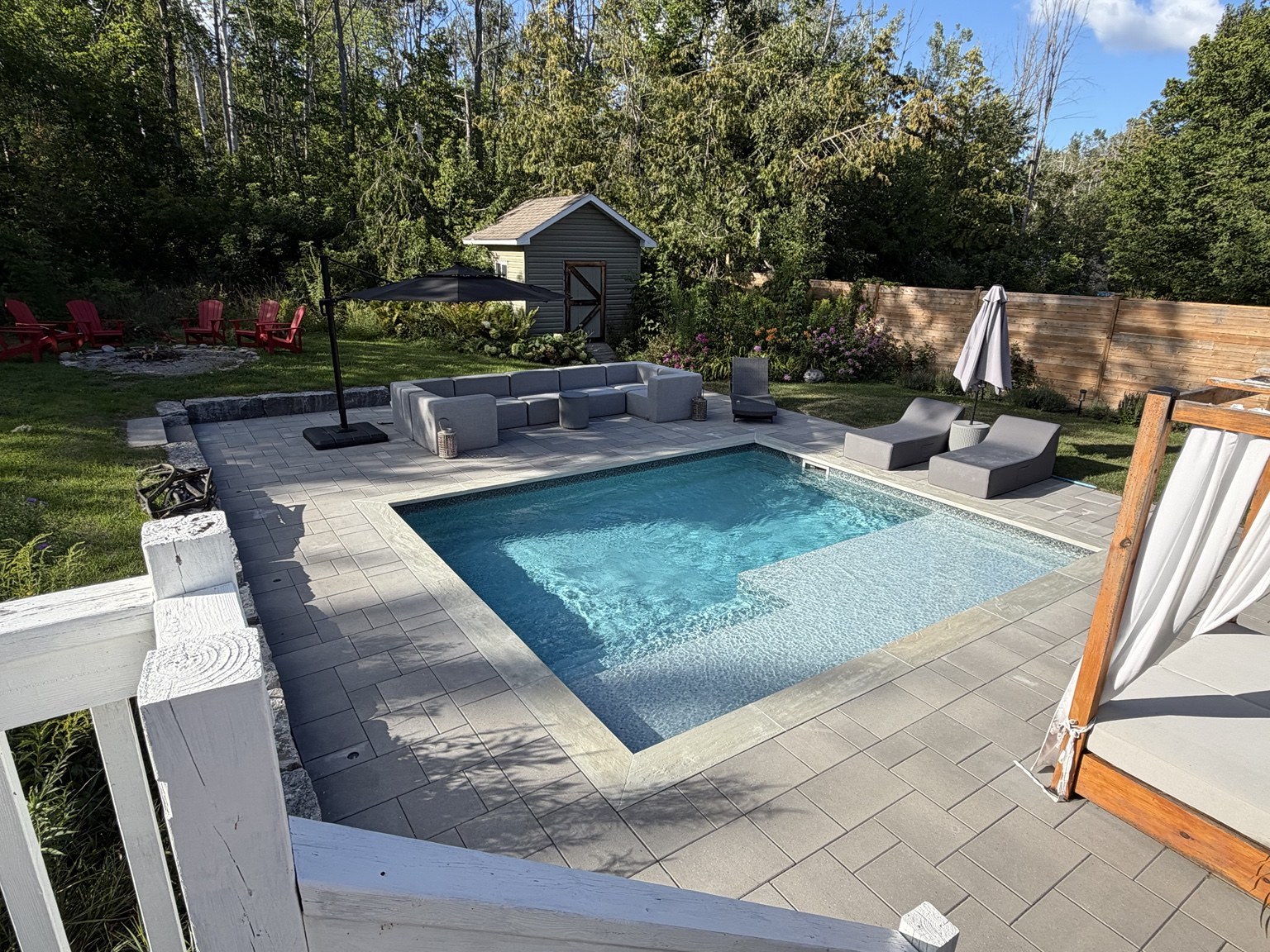 Poolside interlock patio